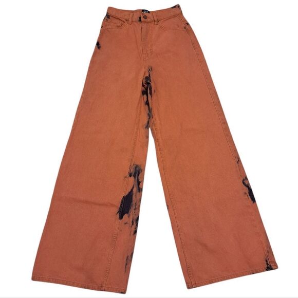 BDG The A Wide Leg Ombre Acid Wash Grunge Streetwear Baggy Jeans Size 26 Orange - Picture 6 of 16